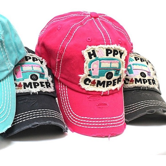 HOT PINK Happy Camper Patchy Embroidery Cap & MORE - Picture 4 of 5